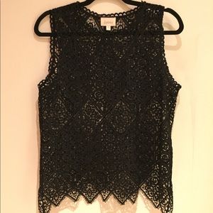Anthropologie black eyelet lace top, like new